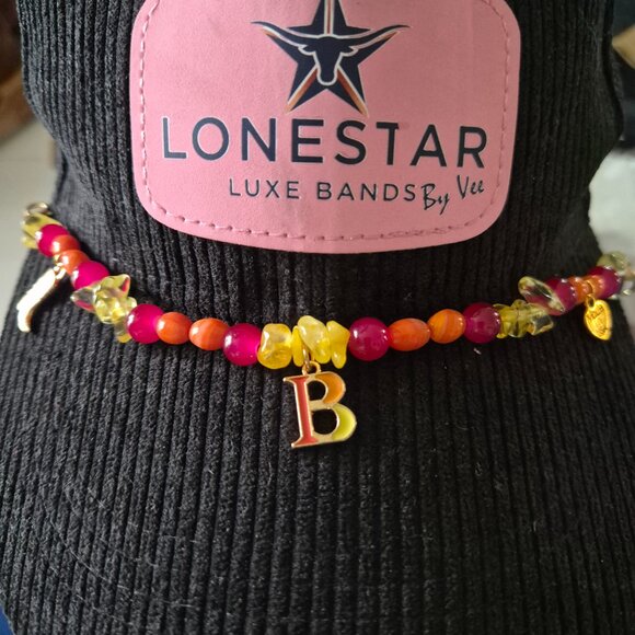 Western Beaded Hat Band Letter B Charm Colorful LoneStar Luxe Bands - Picture 4 of 4